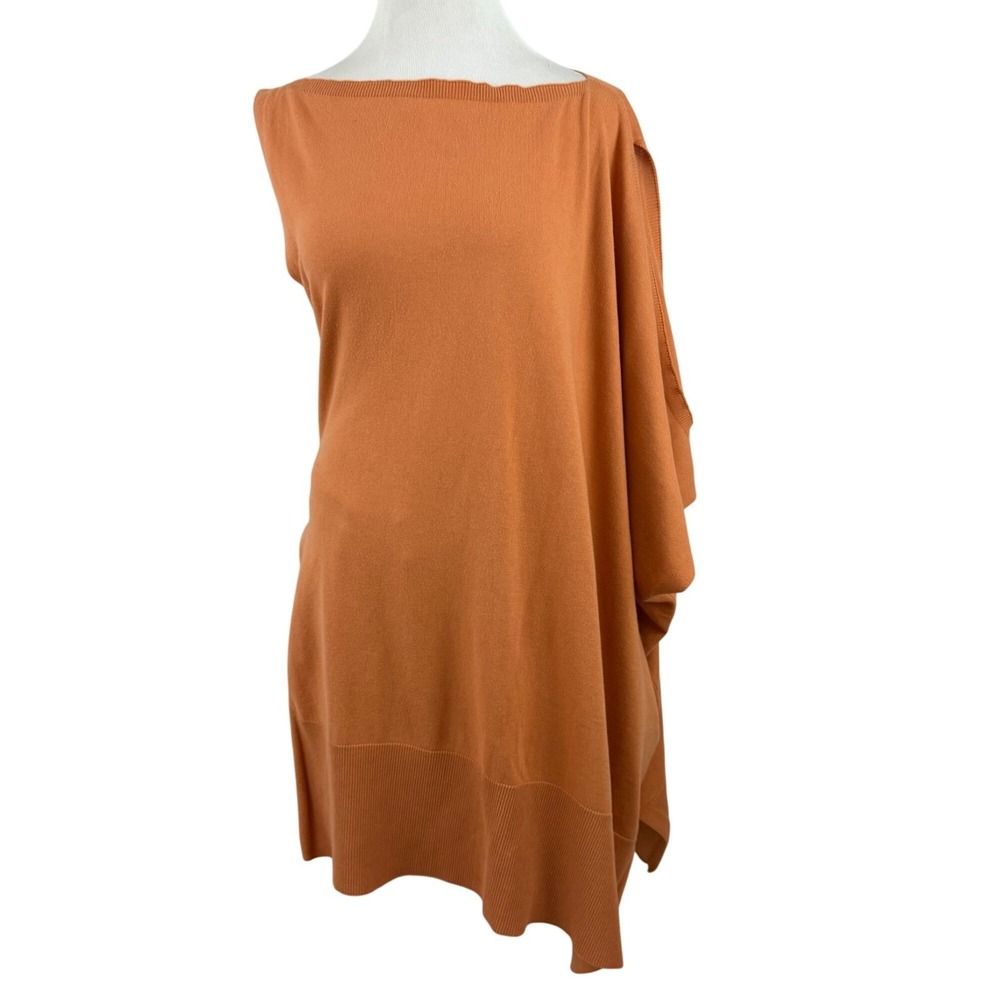 MM6 Maison Margiela Poncho Top Women Medium Orange Asymmetrical Draped Knit